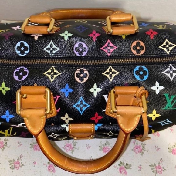 Louis Vuitton black noir multicolor speedy 30 Takashi Murakami 💯 % authentic - Picture 8 of 16